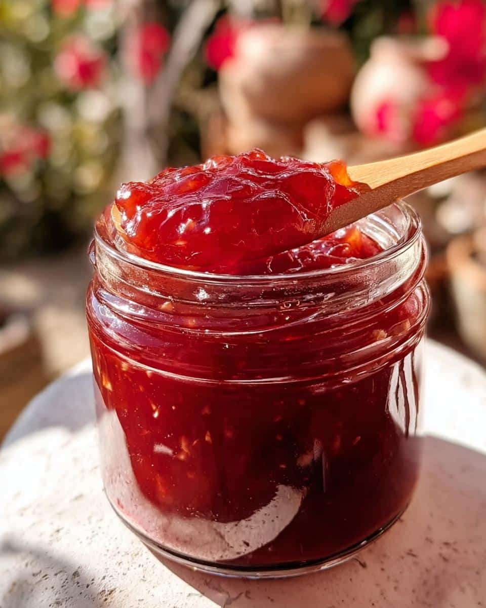 amish rhubarb pineapple jam - detail 3