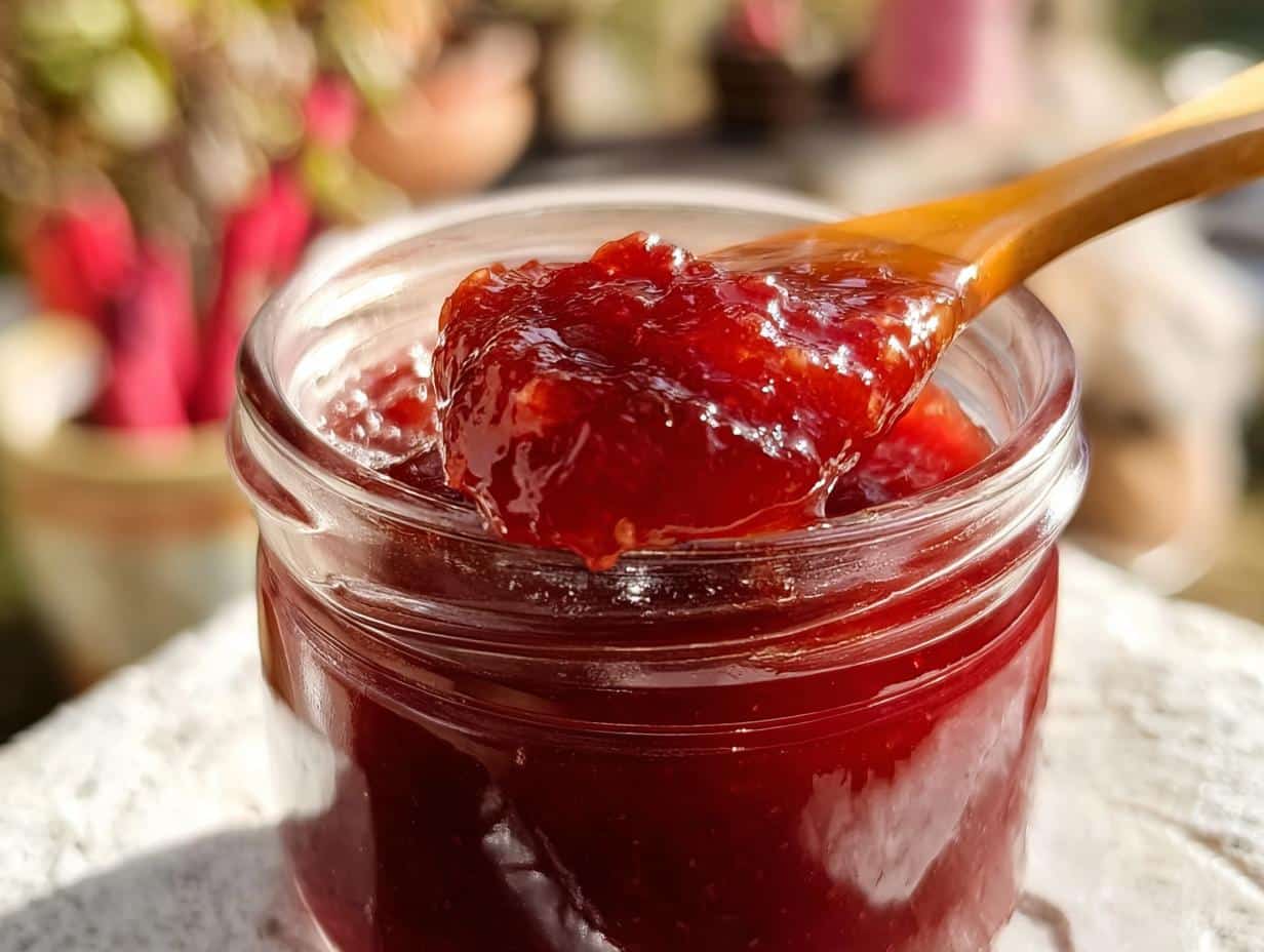 amish rhubarb pineapple jam - detail 4