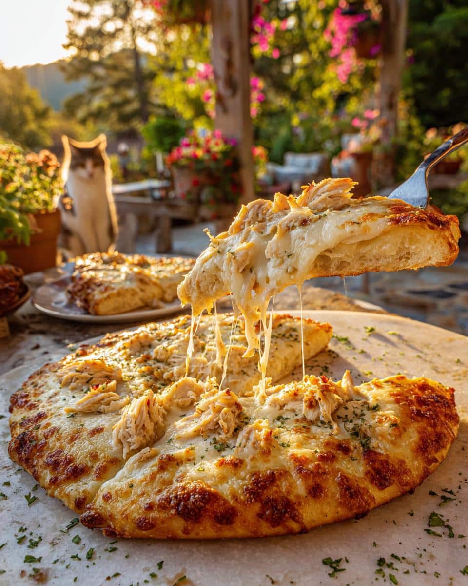 chicken alfredo flatbread