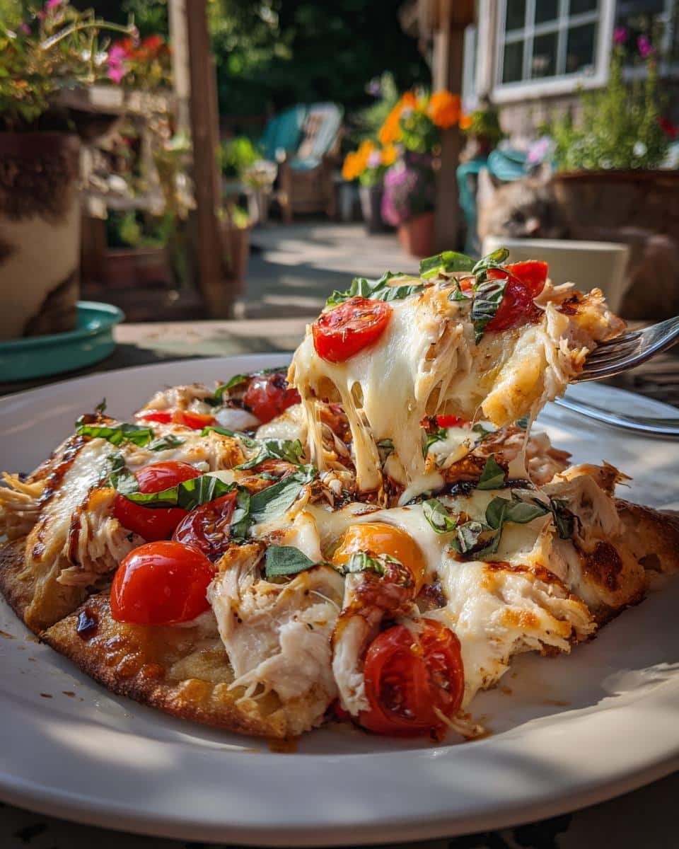 chicken caprese flatbread