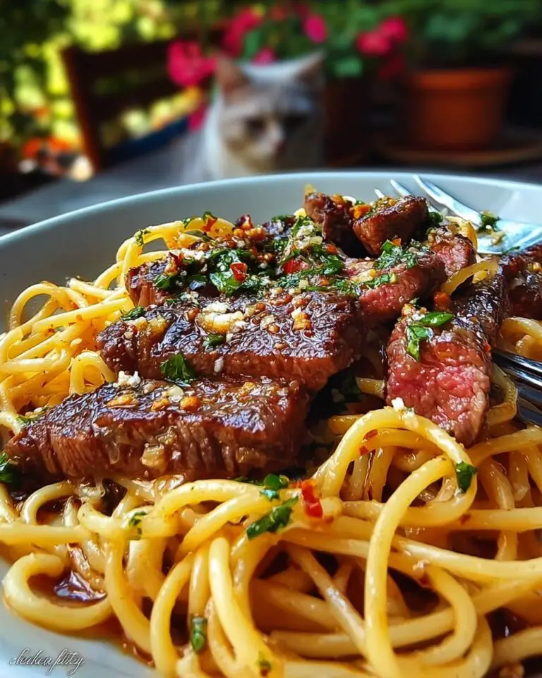 garlic steak pasta