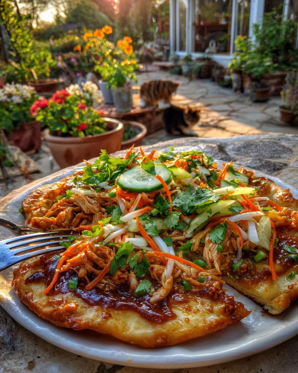 thai chicken flatbread - detail 2