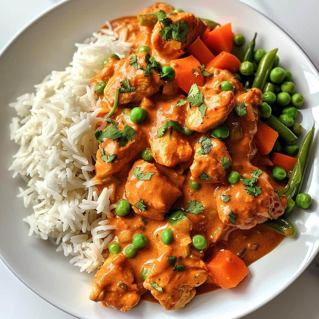 Creamy 30-Minute Butter Chicken with Rice & Vegetables Perfection