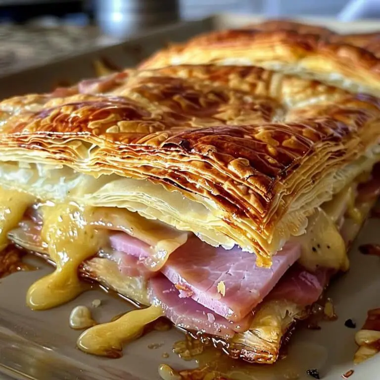 Gourmet Puff Pastry Delights with Ham Turkey and Double Cheese